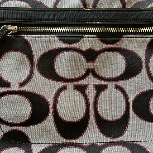 Coach 21161 Poppy Metallic Signature Slim Tote Moonlight/PK Scarlett - Picture 4 of 6